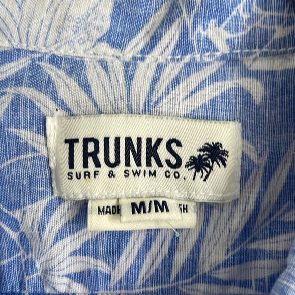 Trunks linen cotton blend turtle Hawaiian print short sleeve shirts sz M - Picture 5 of 6